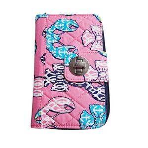 Unbranded Women's Card Coins Turn Lock Wallet in Pink Lobster Print